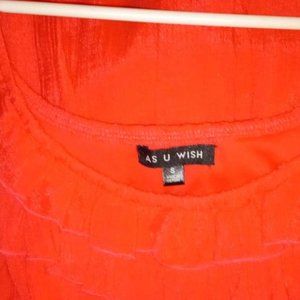 AS YOU WISH BRAND CORAL IN COLOR WITH RUFFLES SIZE SMALL